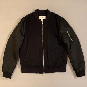 H&M Black Wool Bomber Jacket Varsity Baseball
